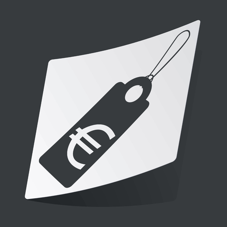 White sticker with black string tag with euro symbol, on black backgroundのイラスト素材