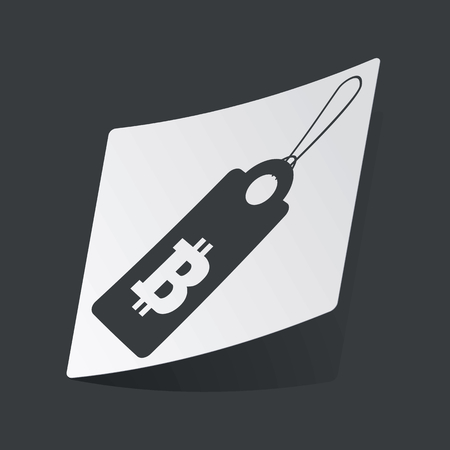 White sticker with black image of string tag with bitcoin symbol, on black backgroundのイラスト素材
