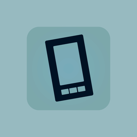 Image of smartphone in square, on pale blue backgroundのイラスト素材