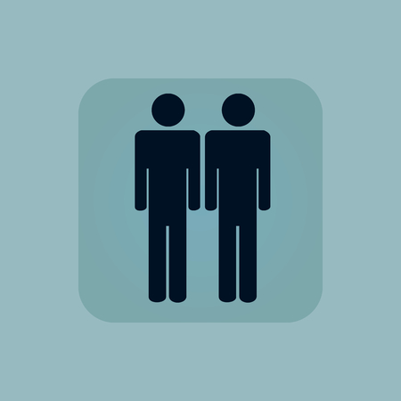 Image of two man signs in square, on pale blue backgroundのイラスト素材