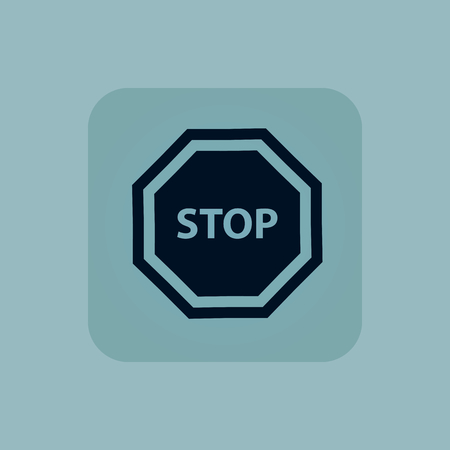 Image of STOP sign in square, on pale blue backgroundのイラスト素材