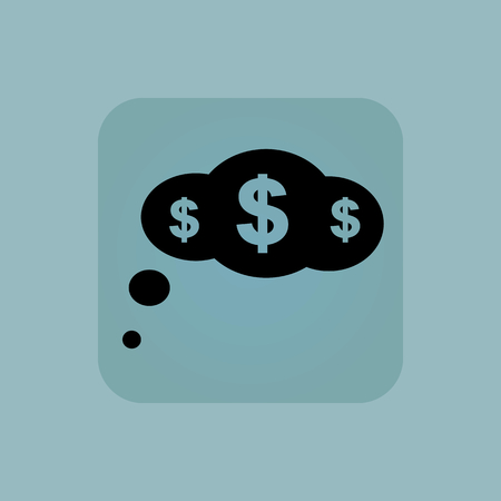 Image of thought bubble with dollar symbol in square, on pale blue backgroundのイラスト素材