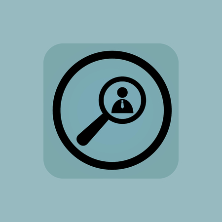 User icon under loupe in circle, in square, on pale blue backgroundのイラスト素材