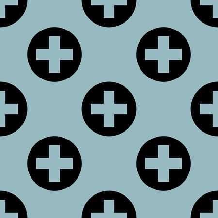Image of cross in black circle, repeated on pale blue backgroundのイラスト素材