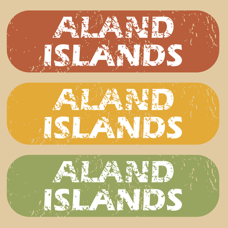 Set of rubber stamps with country name Aland Islands on colored backgroundのイラスト素材