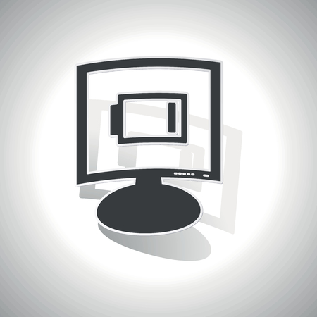 Curved monitor with image of very low battery and shadow, on whiteのイラスト素材