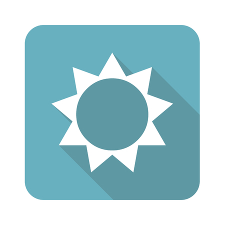 Sun icon, square, with long shadow, isolated on whiteのイラスト素材
