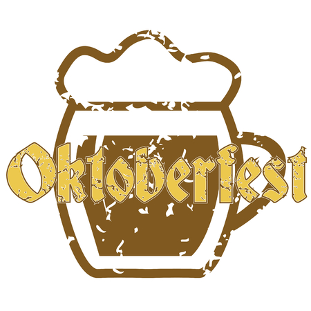 Oktoberfest beer grunge icon, colored, isolated on whiteのイラスト素材