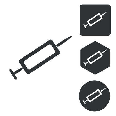Vaccine icon set, monochrome, isolated on whiteのイラスト素材