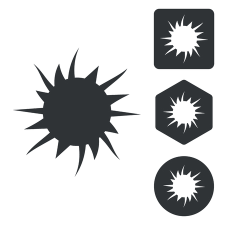 Burst icon set, monochrome, isolated on whiteのイラスト素材
