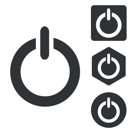 Power icon set, monochrome, isolated on whiteのイラスト素材