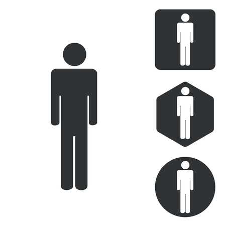 Man icon set, monochrome, isolated on whiteのイラスト素材