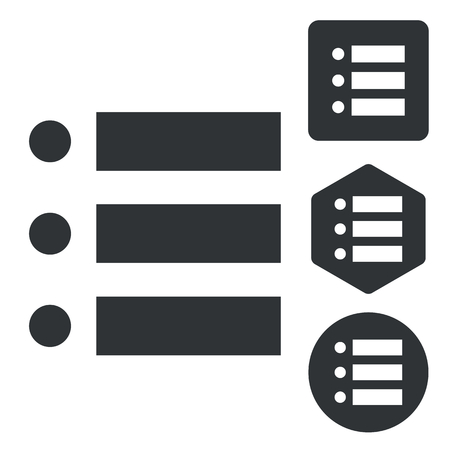 Dotted list icon set, monochrome, isolated on whiteのイラスト素材