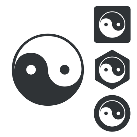Ying yang icon set, monochrome, isolated on whiteのイラスト素材