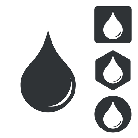 Water drop icon set, monochrome, isolated on whiteのイラスト素材