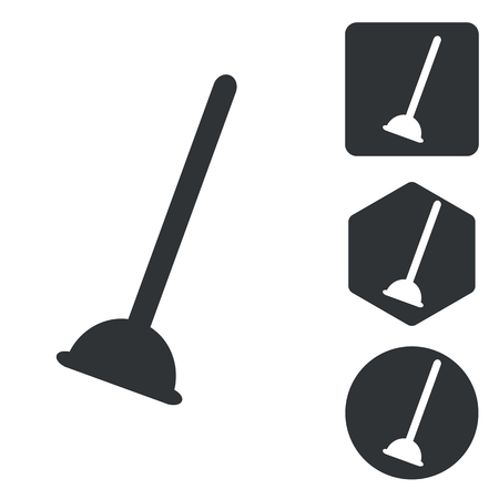 Plunger icon set, monochrome, isolated on whiteのイラスト素材