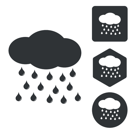 Rain icon set, monochrome, isolated on whiteのイラスト素材