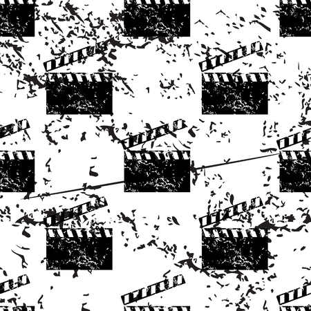 Clapperboard pattern grunge, black image on white backgroundのイラスト素材