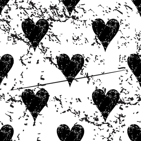 Hearts pattern grunge, black image on white backgroundのイラスト素材
