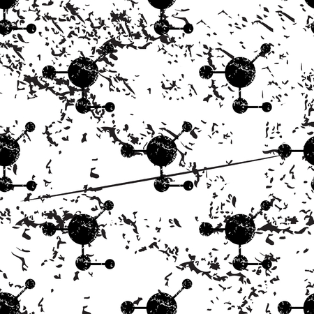 Molecule pattern, grunge, black image on white backgroundのイラスト素材