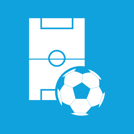 Football icon, simple white image isolated on blue backgroundのイラスト素材