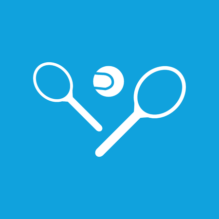 Big tennis icon, simple white image isolated on blue backgroundのイラスト素材