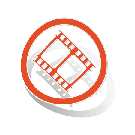 Movie sign sticker, orange circle with image inside, on white backgroundのイラスト素材