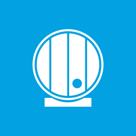 Wooden cask icon, white simple image isolated on blue backgroundのイラスト素材