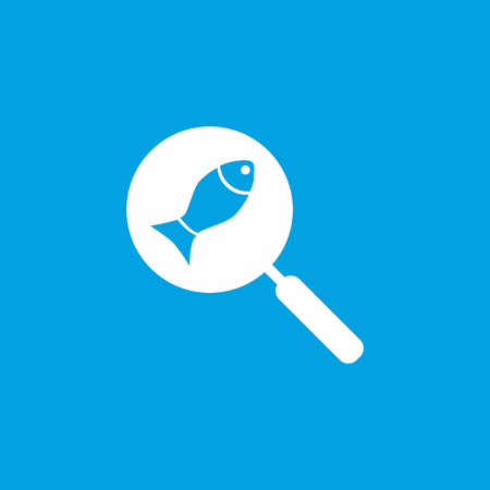 Fish on pan icon, white simple image isolated on blue backgroundのイラスト素材