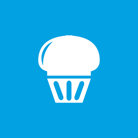 Cupcake icon, white simple image isolated on blue backgroundのイラスト素材