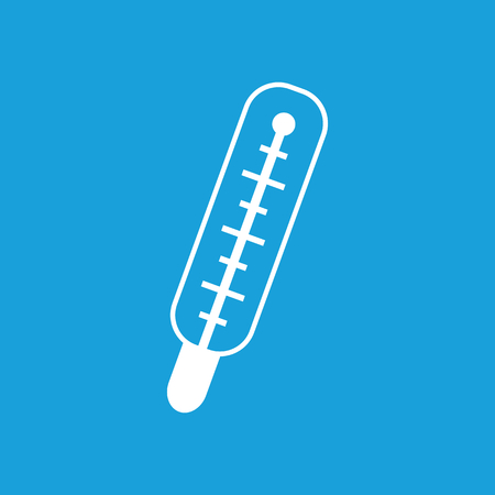 Mercury thermometer icon, white simple image isolated on blue backgroundのイラスト素材