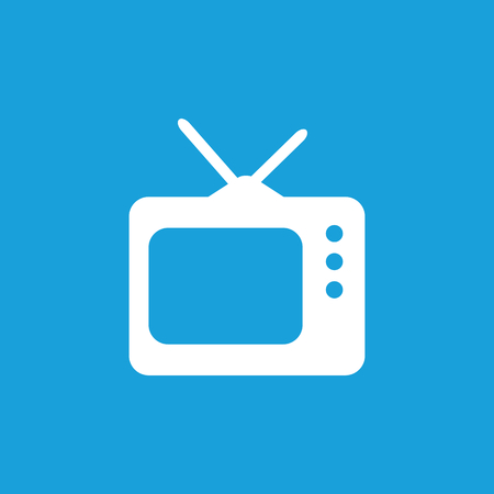 TV icon, white simple image isolated on blue backgroundのイラスト素材