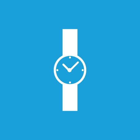 Hand watch icon, white simple image isolated on blue backgroundのイラスト素材