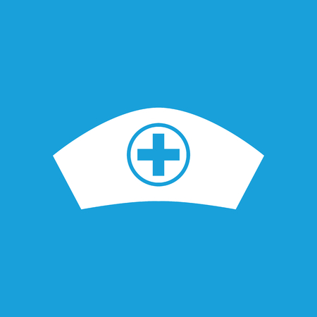 Nurse cap icon, white simple image isolated on blue backgroundのイラスト素材