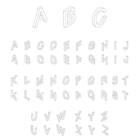 Isometric alphabet font. 3D isometric letters for web and mobile deviceのイラスト素材