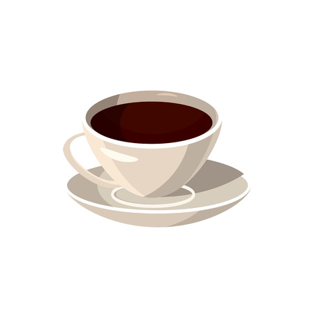 Cup of coffee icon in cartoon style on a white backgroundのイラスト素材