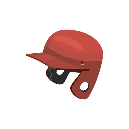 Red baseball helmet icon in cartoon style on a white backgroundのイラスト素材