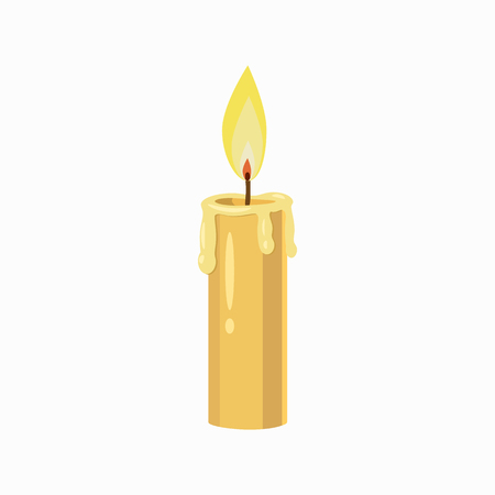 Burning candle icon in cartoon style isolated on white backgroundのイラスト素材