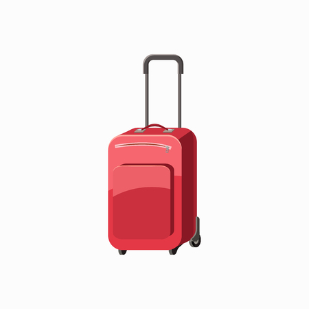 Red travel luggage icon in cartoon style isolated on white backgroundのイラスト素材