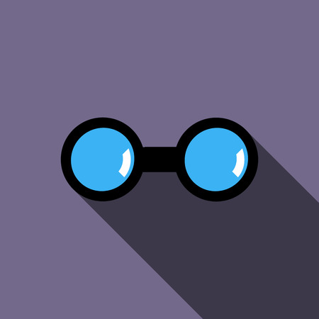Binocular icon in flat style on a violet backgroundのイラスト素材