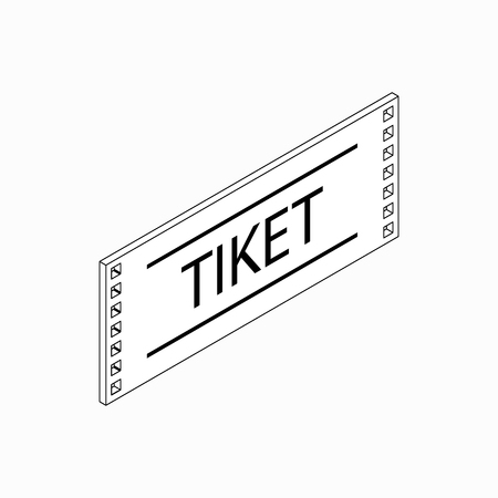 Ticket icon in isometric 3d style on a white backgroundのイラスト素材