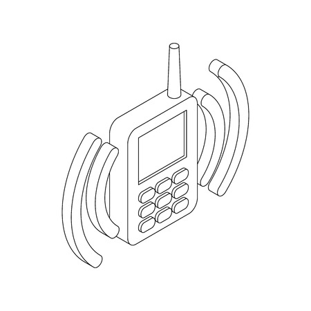 Portable handheld radio icon in isometric 3d style on a white backgroundのイラスト素材