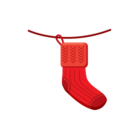 Hanging christmas sock icon in cartoon style on a white backgroundのイラスト素材