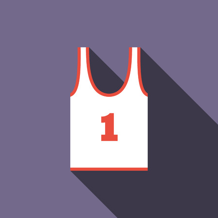 White tank top with number one icon in flat style on a violet backgroundのイラスト素材