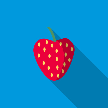 Strawberry icon in flat style with long shadowのイラスト素材