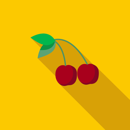 Cherry icon in flat style with long shadowのイラスト素材
