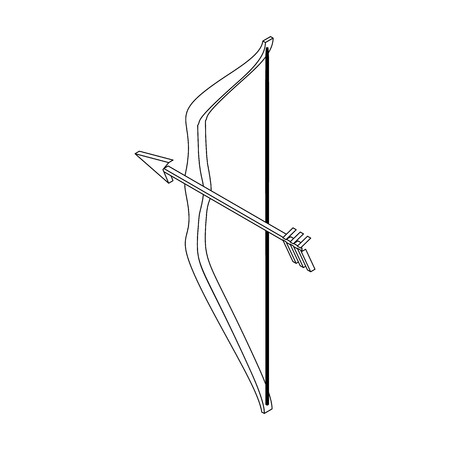 Bow and arrow icon in isometric 3d style isolated on white backgroundのイラスト素材