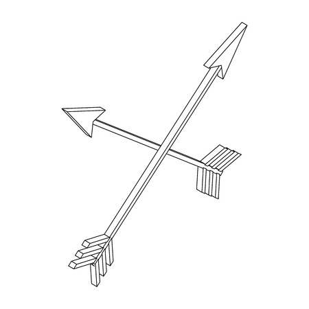 2 crossed arrows icon in isometric 3d style isolated on white backgroundのイラスト素材