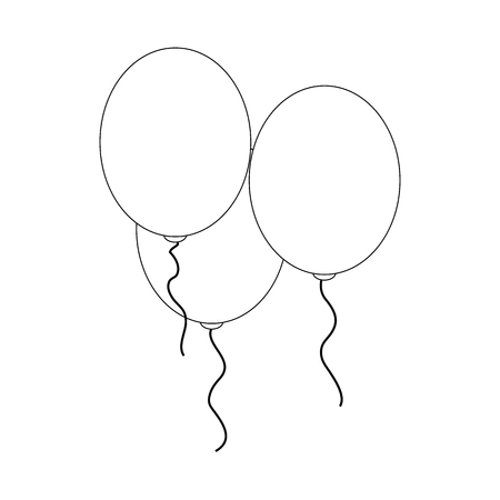 Balloon icon, isometric 3d style. Black illustration on white for webのイラスト素材