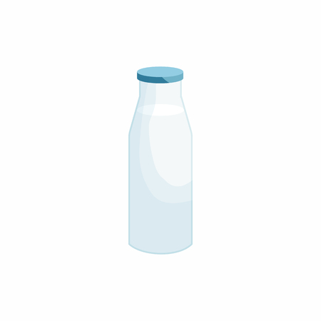 Bottle of milk icon in cartoon style on a white backgroundのイラスト素材